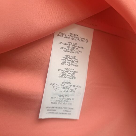 J.Crew Rose Pink Nadia Dress Women’s 10 Silk Chiffon Strapless Peach Romantic - Picture 8 of 12